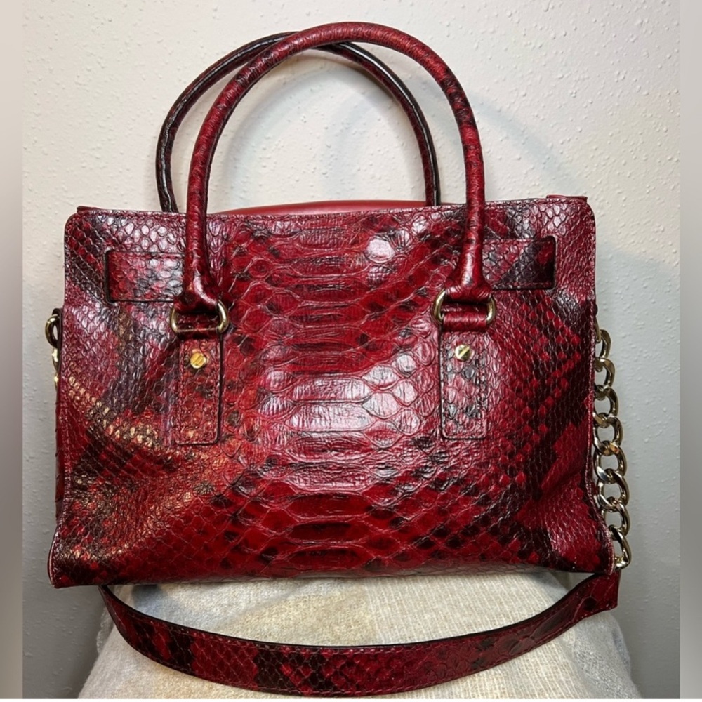 Michael Kors Burgundy Python Leather Hamilton Cro… - image 2
